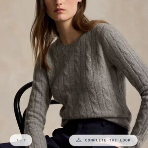 Polo Ralph Lauren “battalion grey heather” cashmere cable knit sweater